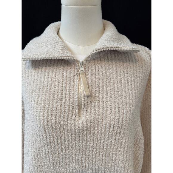Allie Rose Womens Textured Knit Pullover Sweater With Quarter Zip & Kangaroo Poc - Picture 2 of 4